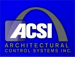 ACSI logo with arch on blue background.