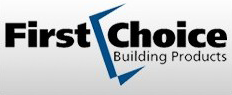 "First Choice Building Products logo with blue accent."