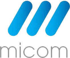 Blue three-line logo with "miqam" text below.