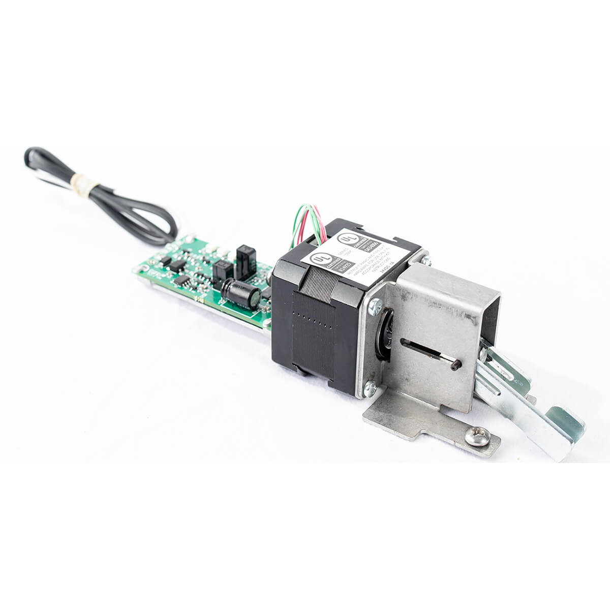 Electronic door lock mechanism with attached circuit board.
