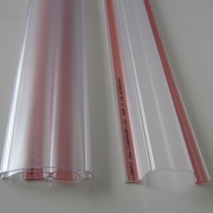 Transparent door edge protectors on white background.