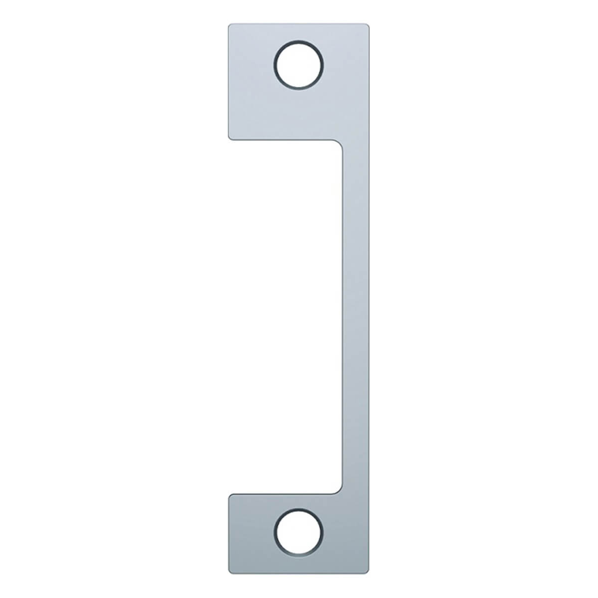 Metallic bracket with two circular holes.