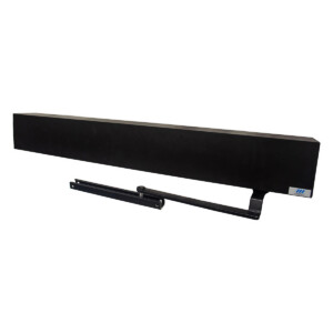 Automatic door closer with sleek black design.