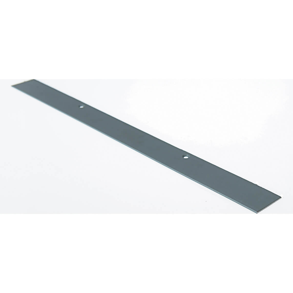 Gray metal strip with two mounting holes.