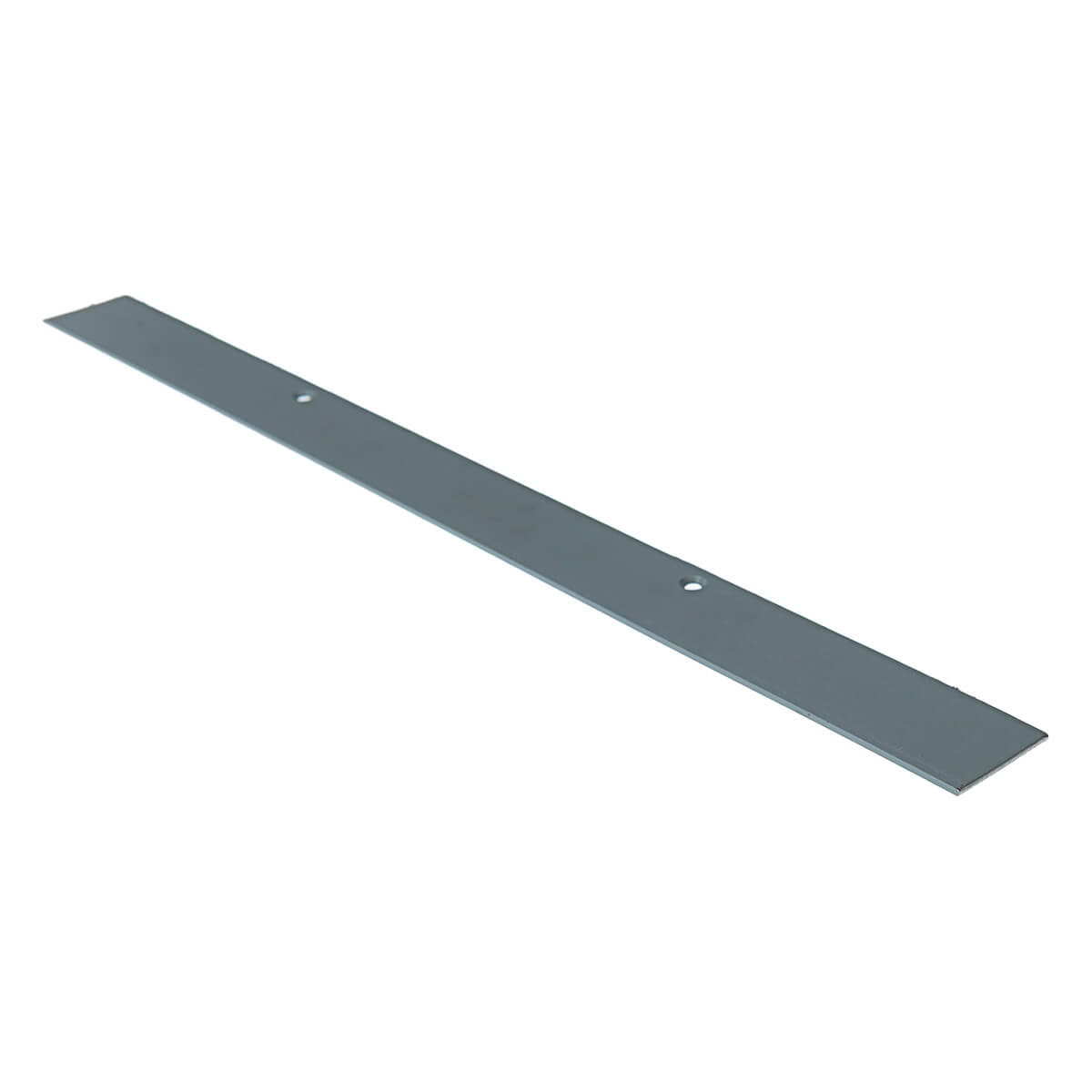 Metal door security plate with two mounting holes.