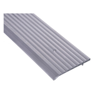 Ribbed aluminum threshold, angled view, half saddle design