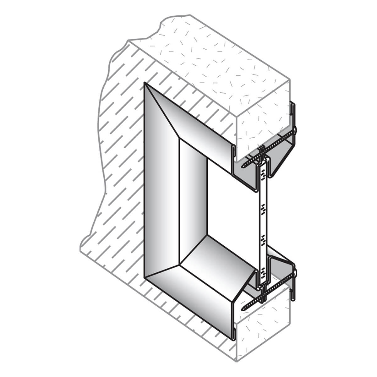 Door frame corner assembly with detailed cross-section.
