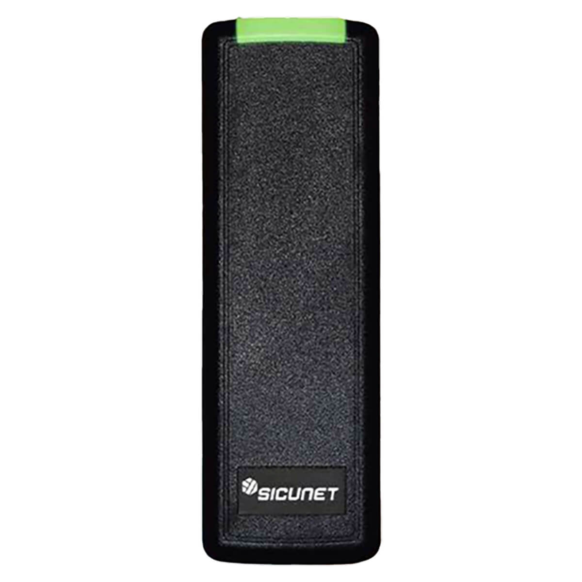 Black door access reader with green indicator light.
