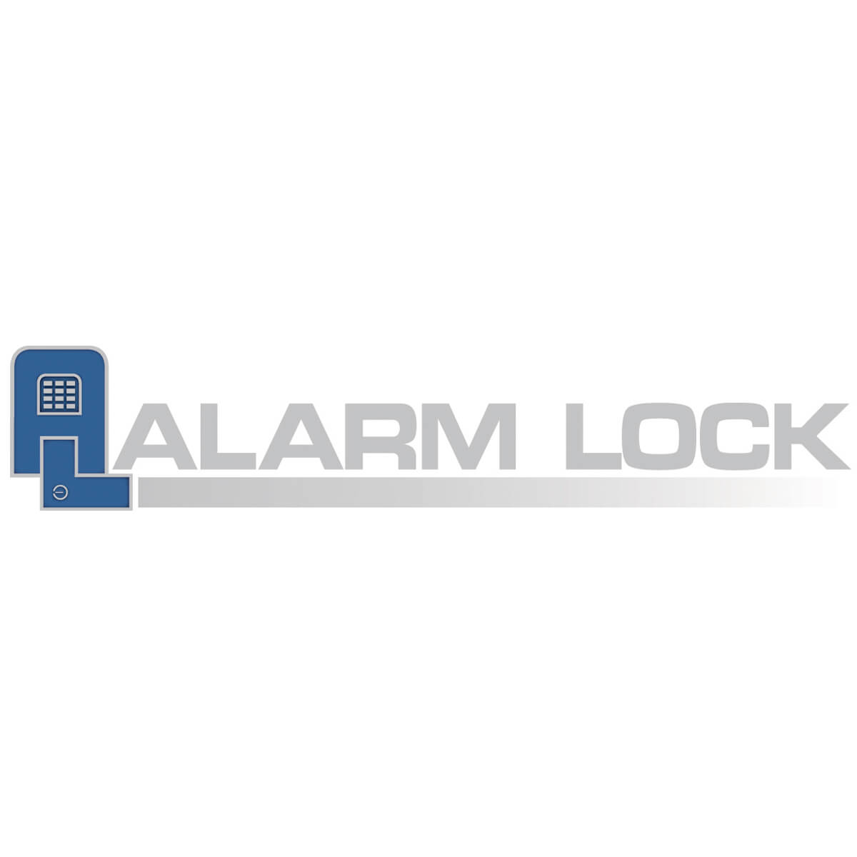 Alarm Lock logo with blue keypad symbol.