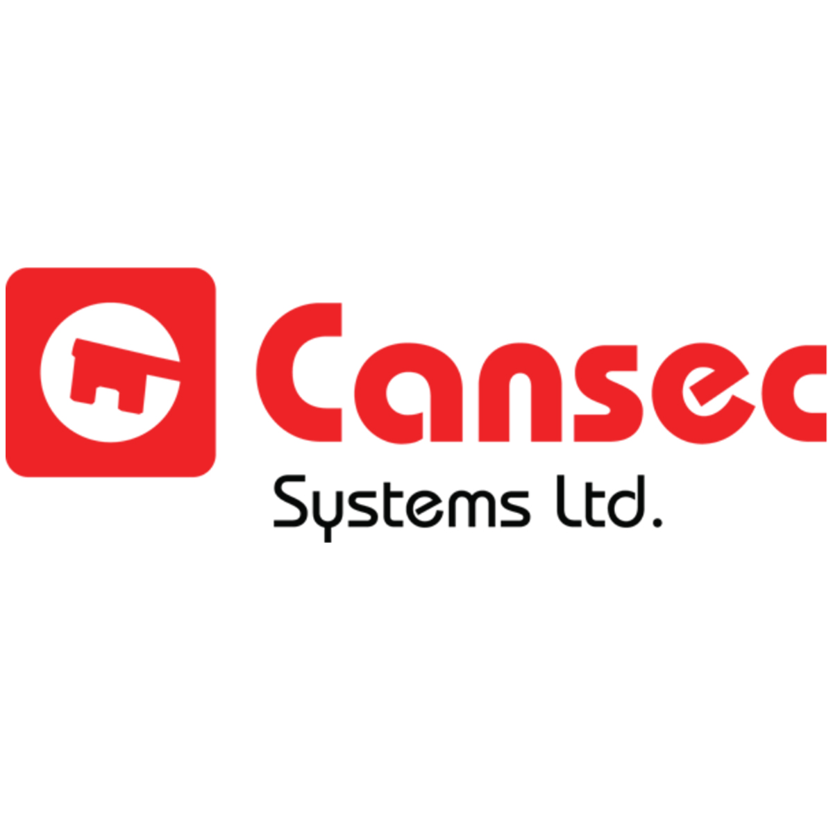 Red Cansec Systems logo with stylized keyhole.