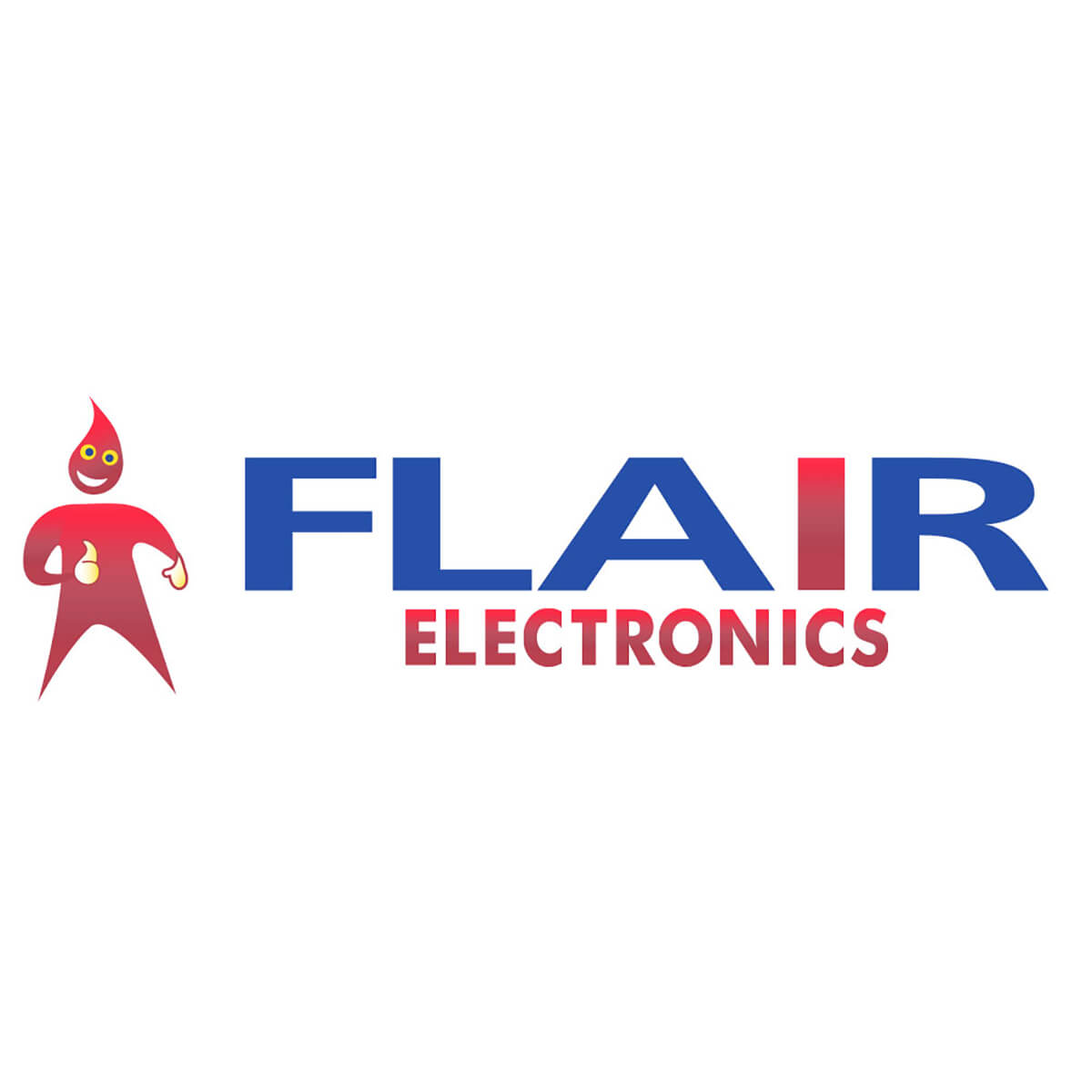 Character holding key beside "FLAIR Electronics" logo.