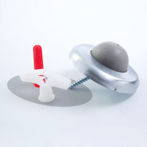 Doorstop set with metal base and plastic components.