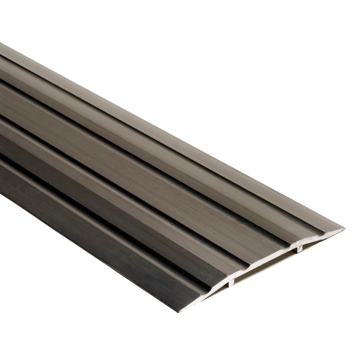 Aluminum threshold, smooth surface, angled view.