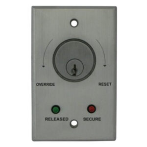 Security key switch with override and reset functions.