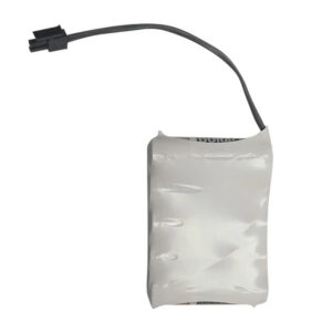 White security hardware battery with attached black connector.